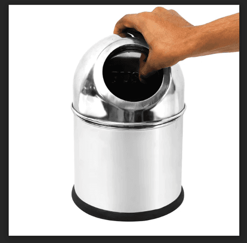 Parasnath Table Top Push Dustbin Coin Collector, Small, Silver