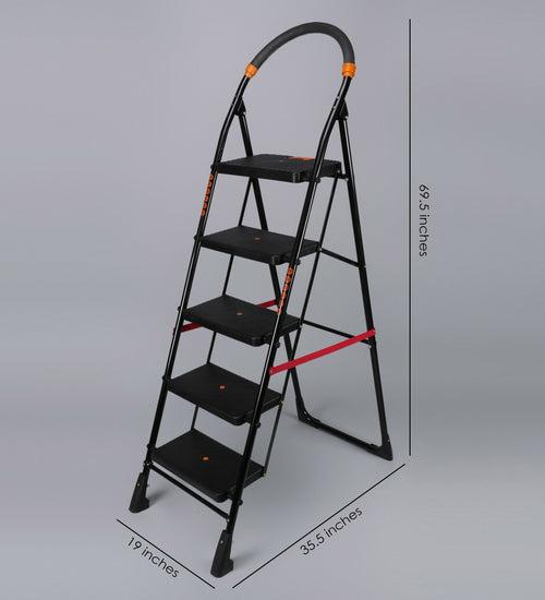 PARASNATH Black Diamond Heavy Folding Ladder With Wide Steps 5 Steps 5.2 Ft