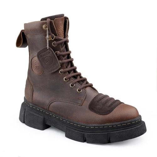 Bacca Bucci SINISTER Oil Pull-Up leather combat boots for Men With chunky rubber lug sole | Genuine Leather Boots