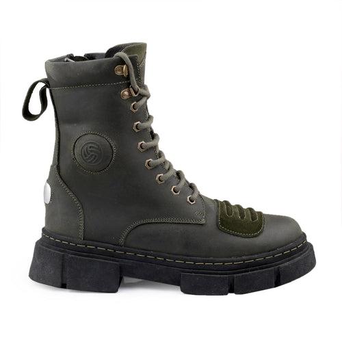 Bacca Bucci SINISTER Oil Pull-Up leather combat boots for Men With chunky rubber lug sole | Genuine Leather Boots