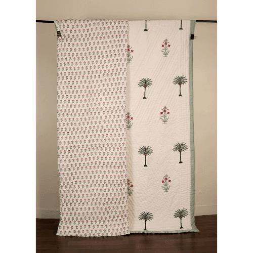 Jaipur Razai - Set of 2 Reversible Single Quilts (Palm Tree)