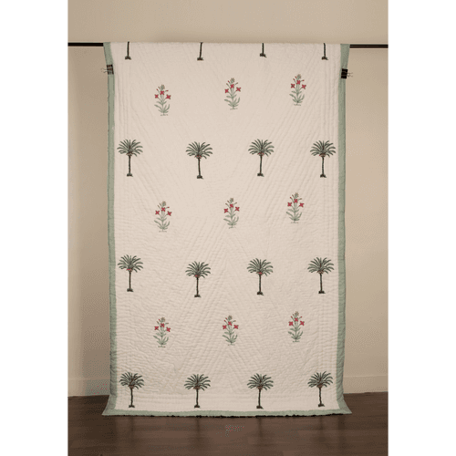 Jaipur Razai - Set of 2 Reversible Single Quilts (Palm Tree)