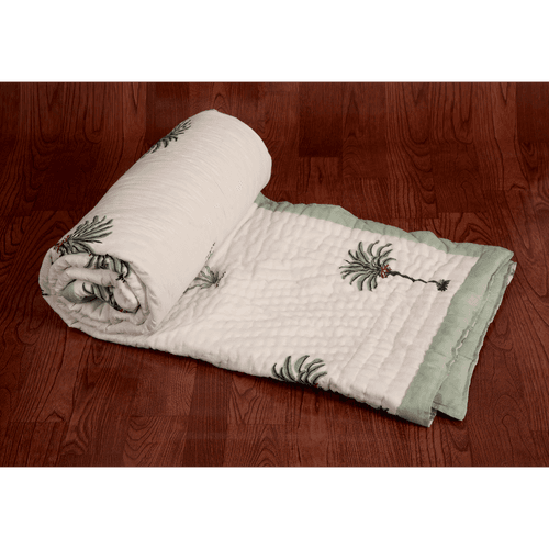 Jaipur Razai - Set of 2 Reversible Single Quilts (Palm Tree)