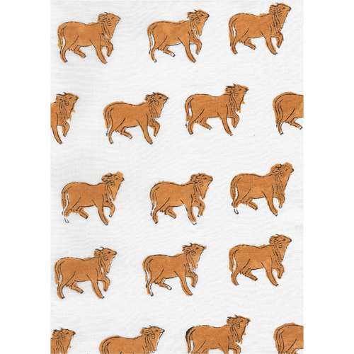 Pichvai Cows : Hand-block Printed Fabric (Sanganeri)