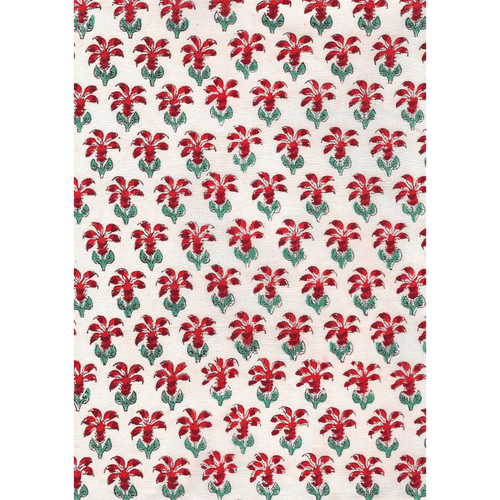 Small Floral Boota 3 : Hand-block Printed Fabric (Sanganeri)