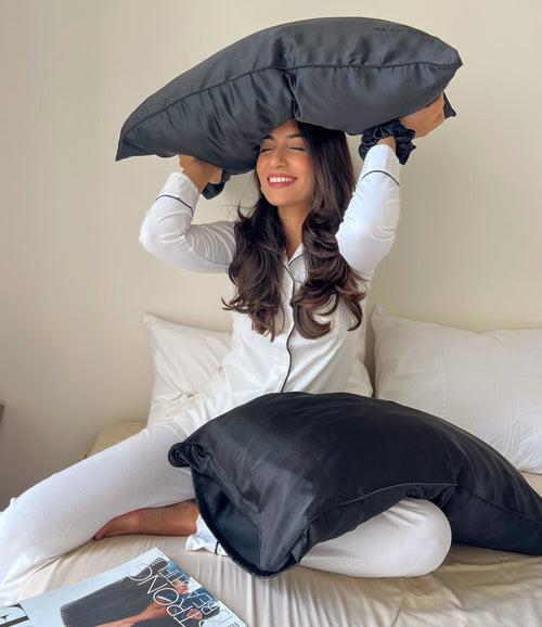 DUSKY NOIR PURE MULBERRY SILK PILLOWCASES