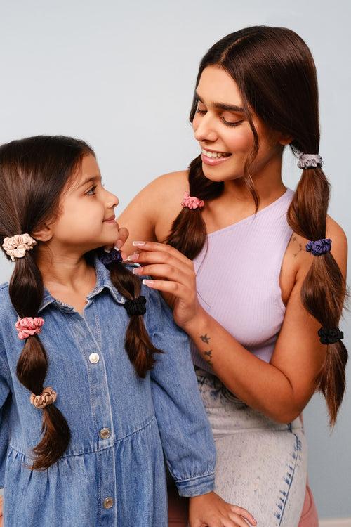 Mommy & Me Mini Silk Scrunchies Pack of Six