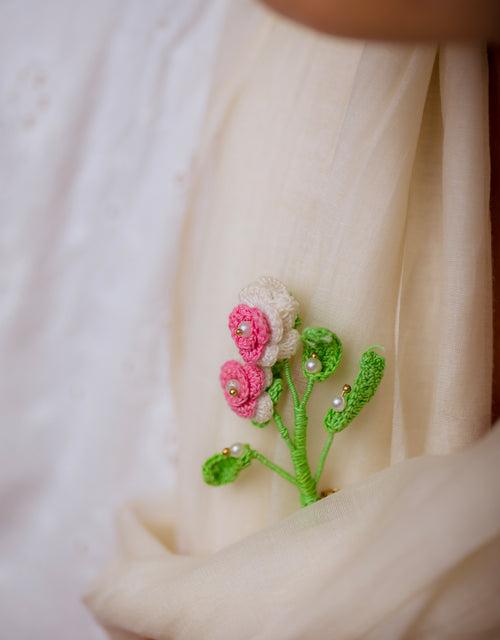 Rose Jewel Brooch ~ Pink & White