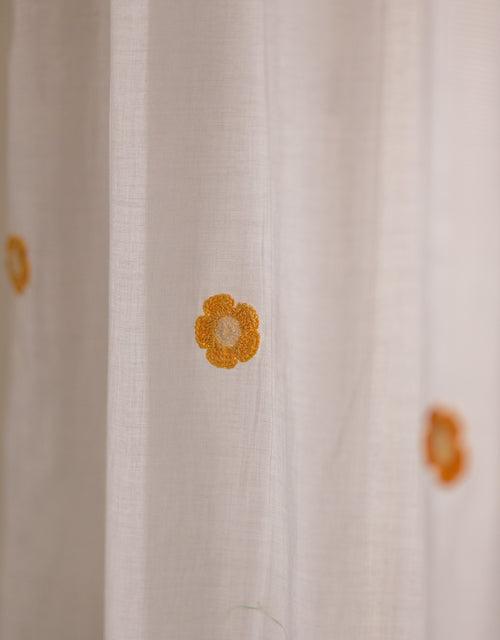 Prakriti Door Curtain ~ Crochet Florals ~ Light Beige