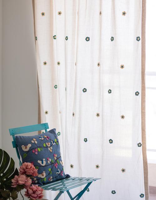 Prakriti Door Curtain ~ Crochet Florals ~ Light Grey