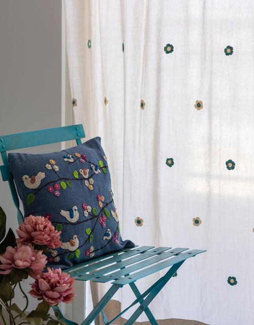 Prakriti Door Curtain ~ Crochet Florals ~ Light Grey