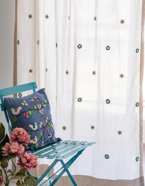 Prakriti Door Curtain ~ Crochet Florals ~ Light Grey