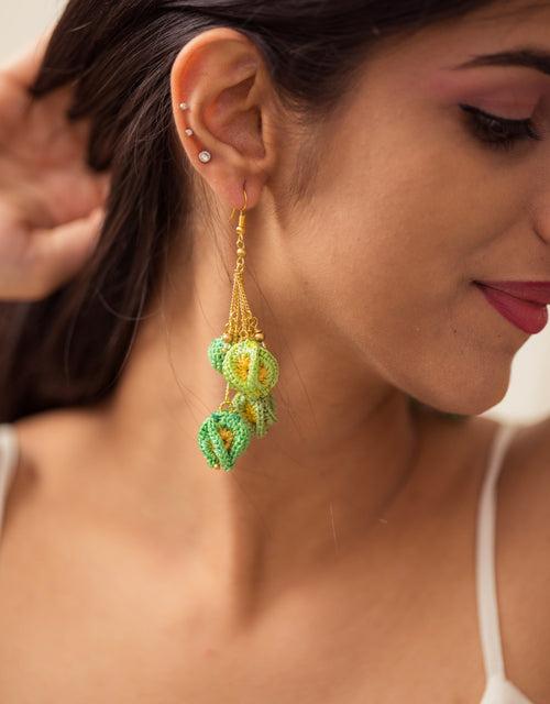 Swing Earrings ~ Green Bougainvillea