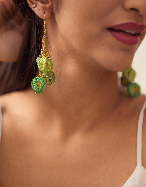 Swing Earrings ~ Green Bougainvillea