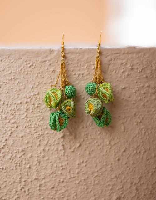 Swing Earrings ~ Green Bougainvillea