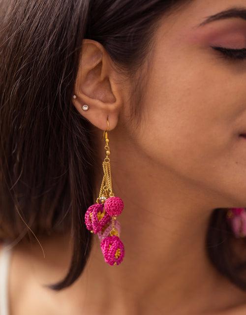 Swing Earrings ~ Pink Bougainvillea