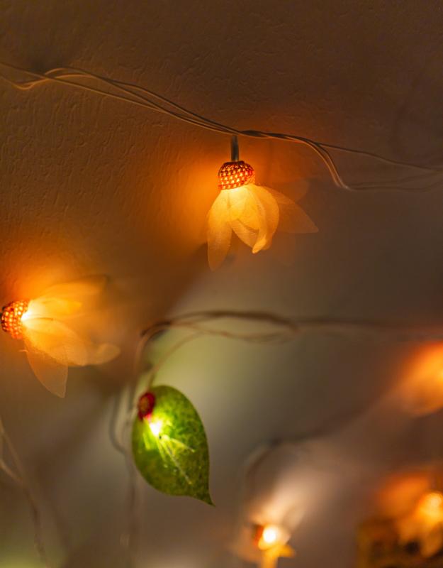 Radiant Florals - Crocheted String Lights - Orange