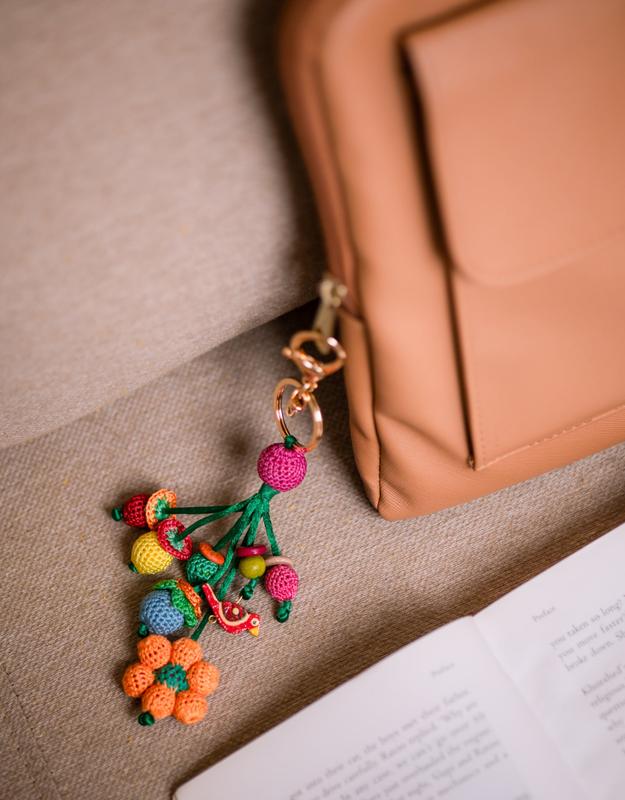 Boho Bag Charm ~ Orange Flower Bunch