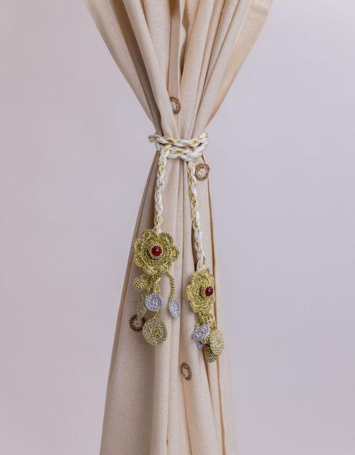 Curtain Tie Backs ~ Kono Gold Rose Flowers Set