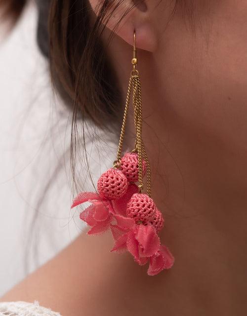 Swing Earrings ~ Fuchsia Floral