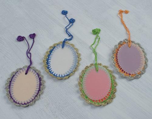 Oval Tags with Zari Crochet Trimmings (Set of 4)