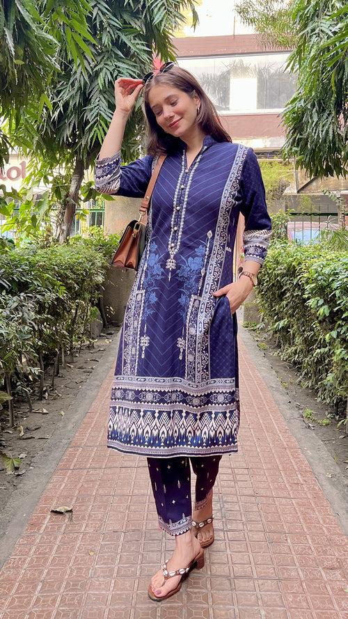 Navy Blue Star Kurta set