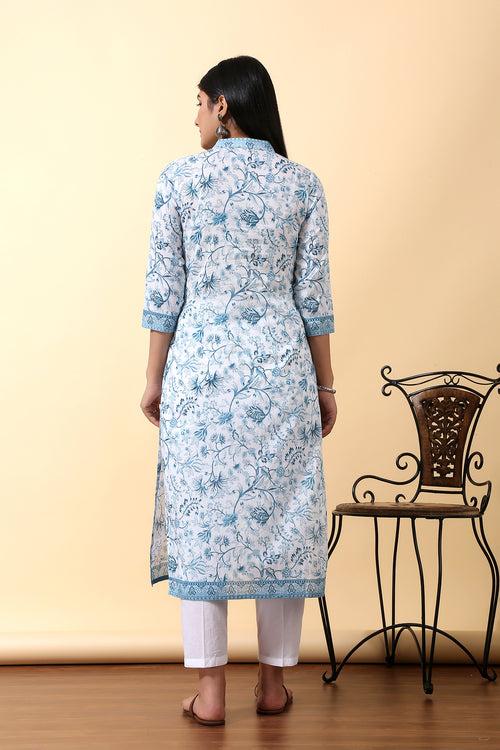 Pavini Blue Flower Kurta Set