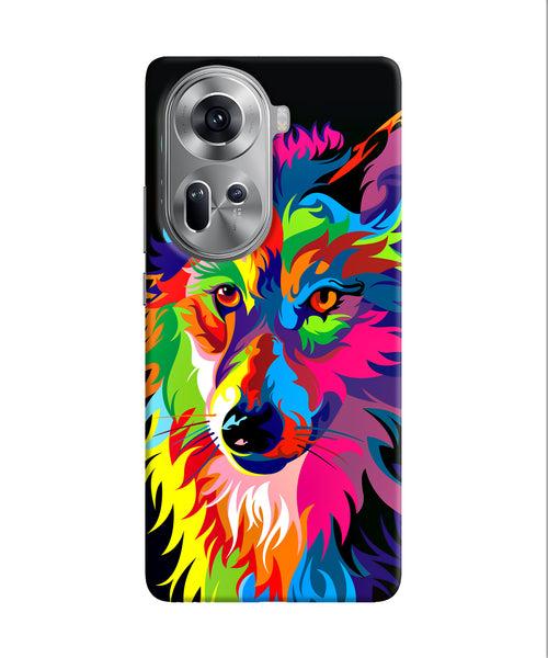 Colorful wolf sketch Oppo Reno11 Back Cover