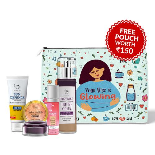 Travel Essential Kit (Sun defence SPF50, Herbal lip balm, Lip serum, Body mist pull me closer + Get a FREE Pouch)