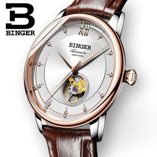 Binger Swiss Ultra thin Super Luxury Tourbillon Couple Watch B 1108