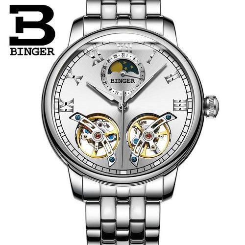 Binger Swiss Double Tourbillon Mechanical Watch Men B 8607