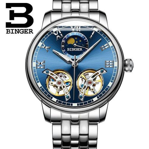 Binger Swiss Double Tourbillon Mechanical Watch Men B 8607