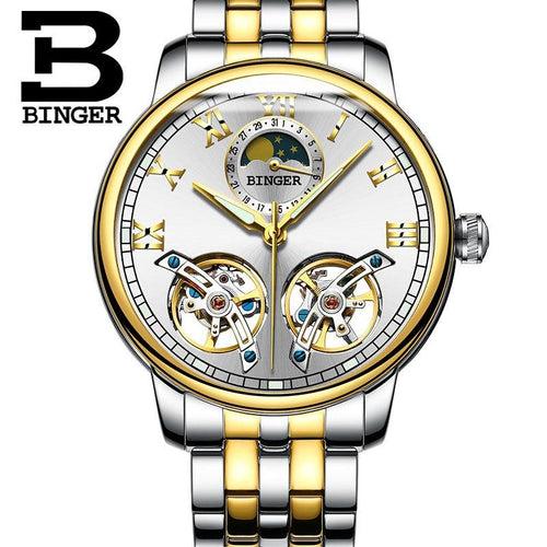 Binger Swiss Double Tourbillon Mechanical Watch Men B 8607