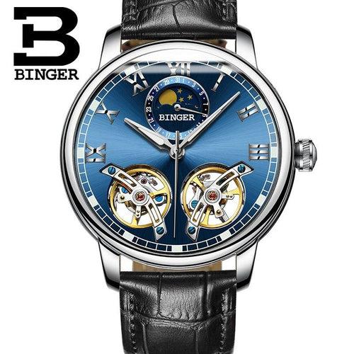 Binger Swiss Double Tourbillon Mechanical Watch Men B 8607