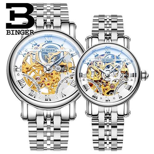 Binger Swiss Hollow Mechanical Couple Watch BS5066HL