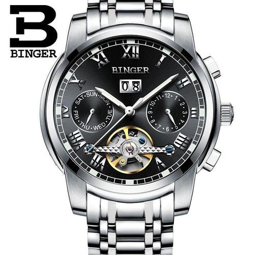 Binger Swiss Sapphire Tourbillon Watch Men B 8601