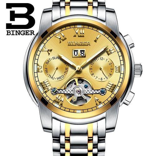 Binger Swiss Sapphire Tourbillon Watch Men B 8601