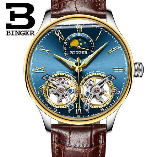 Binger Swiss Double Tourbillon Elegant Mechanical Watch Men B 8606 A