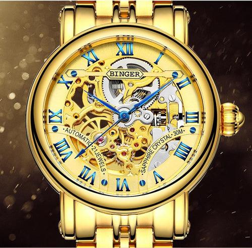 Binger Swiss Hollow Mechanical Watch Men B 5066