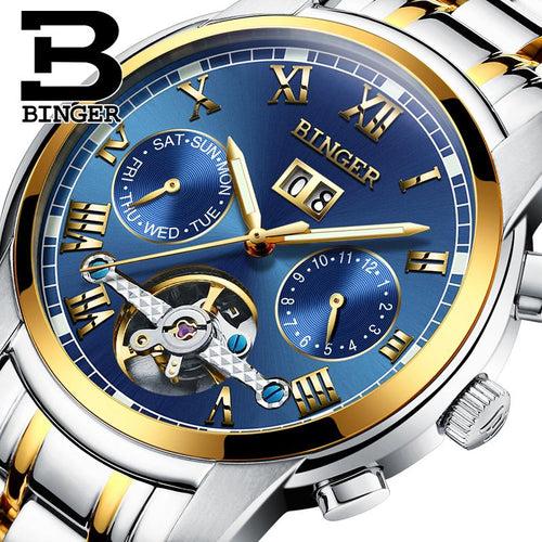 Binger Swiss Sapphire Tourbillon Watch Men B 8601