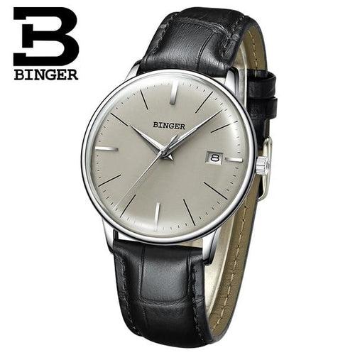 Binger Swiss Vintage Cambered Dial Mechanical Watch Men B 5078