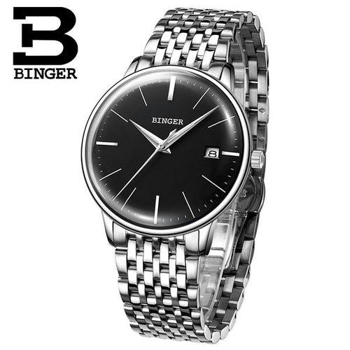 Binger Swiss Vintage Cambered Dial Mechanical Watch Men B 5078