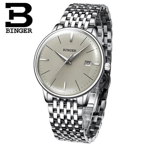 Binger Swiss Vintage Cambered Dial Mechanical Watch Men B 5078