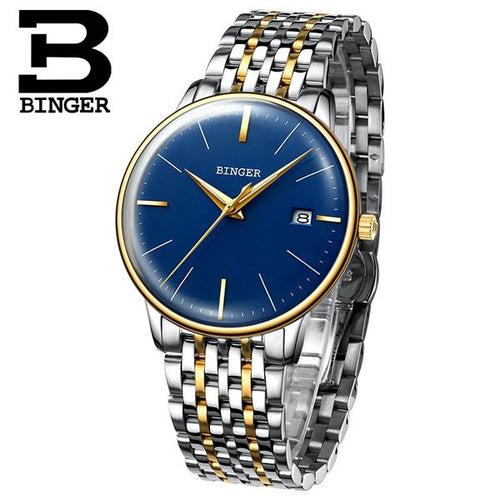 Binger Swiss Vintage Cambered Dial Mechanical Watch Men B 5078