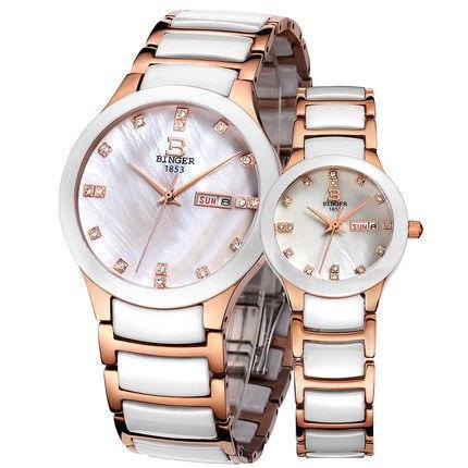 Binger Swiss Ceramic Quartz Couple Watch BS236CD