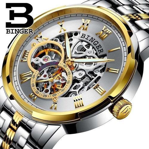 Binger Swiss Skeleton Mechanical Men's Watch B 5036