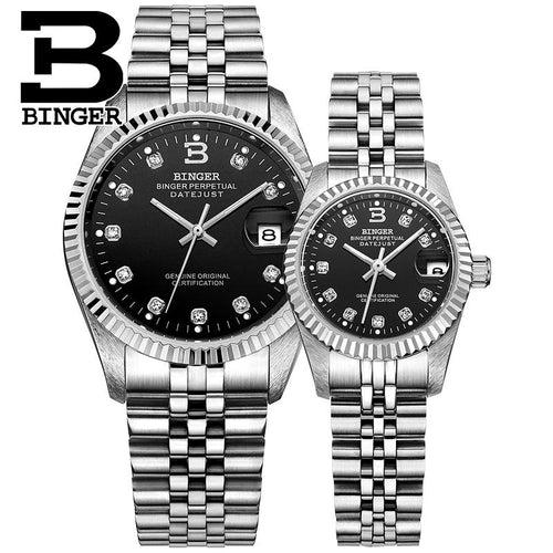 Binger Swiss Striped Mechanical Couple Watch BS169CG