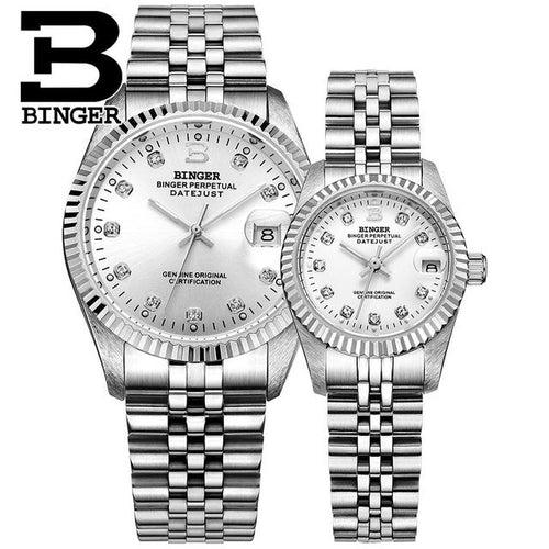 Binger Swiss Striped Mechanical Couple Watch BS169CG