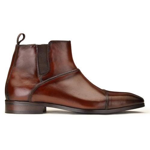 JOE SHU Men's Leather Toe Cap Zipper boot