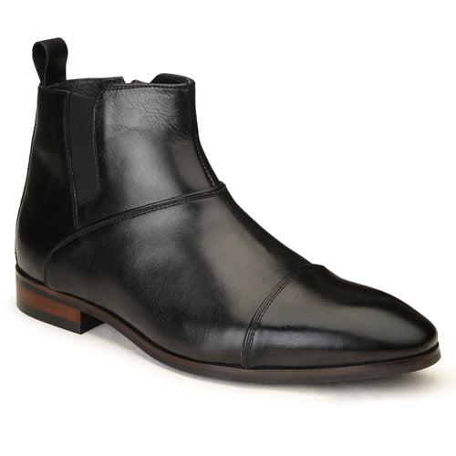 JOE SHU Men's Leather Toe Cap Zipper boot